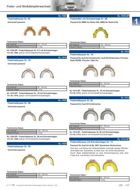 Klann Feder- und Stossdämpferwechsel Katalog