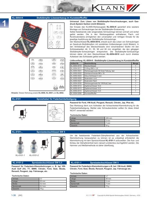 Klann Feder- und Stossdämpferwechsel Katalog