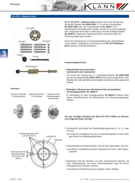 Klann Achsreperatur z.B. Räder, Radlager, Radnaben, Gelenkwellen, etc. Katalog