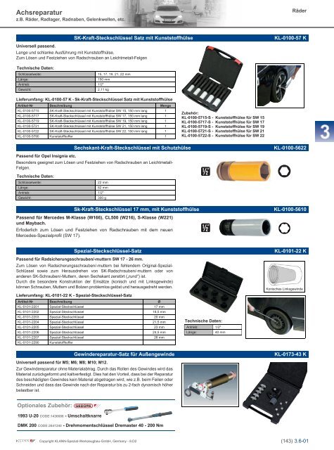 Klann Achsreperatur z.B. Räder, Radlager, Radnaben, Gelenkwellen, etc. Katalog