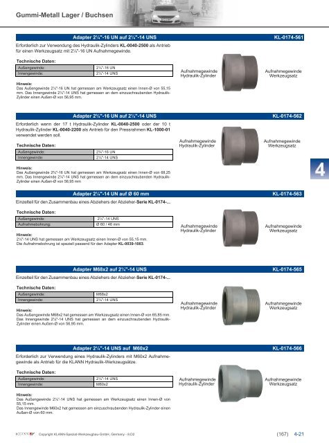 Klann Gummi-Metall Lager / Buchsen Katalog