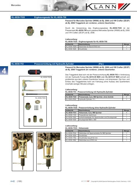 Klann Gummi-Metall Lager / Buchsen Katalog