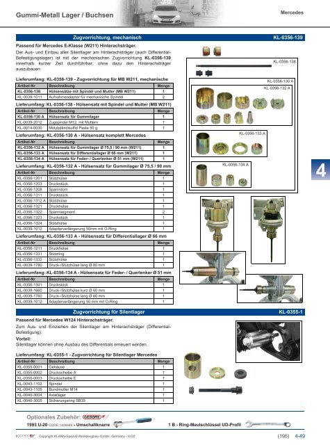 Klann Gummi-Metall Lager / Buchsen Katalog