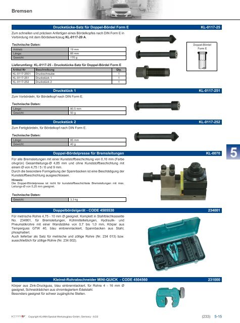 Klann Bremsen Katalog