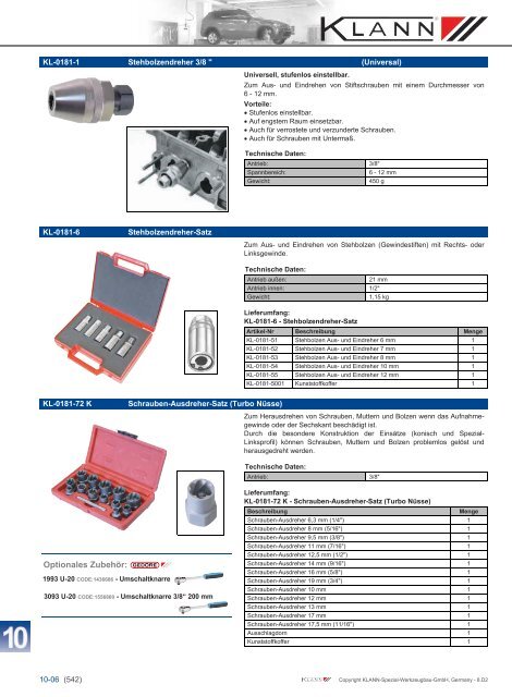 Klann Allgemeine Werkzeug Katalog