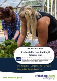 HEADTEACHER Pinderfields Hospital Pupil Referral Unit