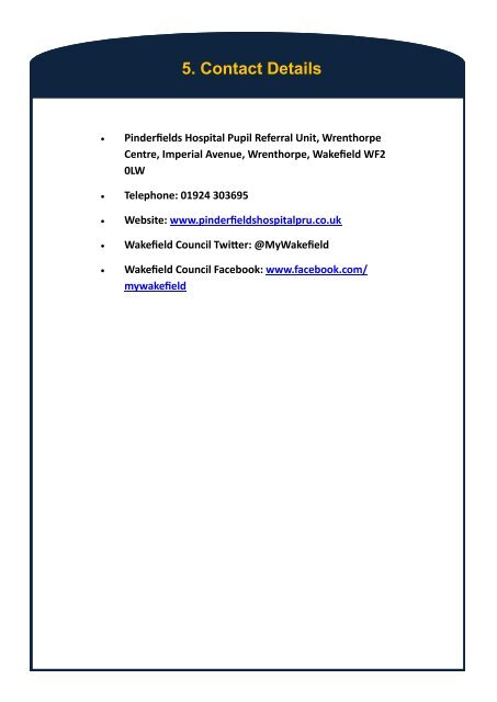 HEADTEACHER Pinderfields Hospital Pupil Referral Unit