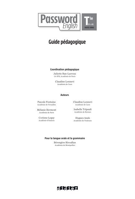 Guide Pédagogique Password English Tle