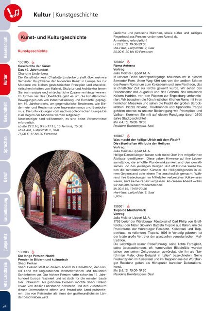 Webmagazin vhs Aschaffenburg Frühjahr 2016: Kultur