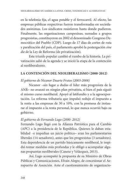 NEOLIBERALISMO EN AMÉRICA LATINA CRISIS TENDENCIAS Y ALTERNATIVAS