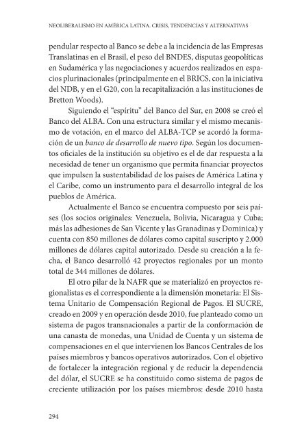 NEOLIBERALISMO EN AMÉRICA LATINA CRISIS TENDENCIAS Y ALTERNATIVAS