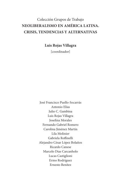NEOLIBERALISMO EN AMÉRICA LATINA CRISIS TENDENCIAS Y ALTERNATIVAS