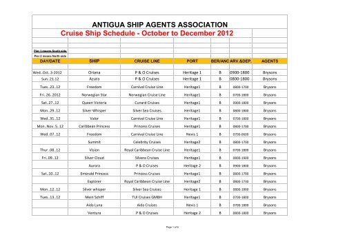 cruise ship schedule antigua