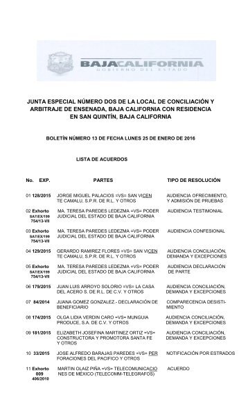 BOLETIN 13 SAN QUINTIN 25 DE ENERO DEL 2016