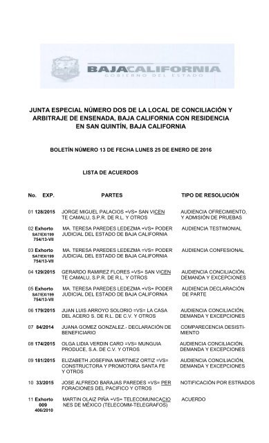 BOLETIN 13 SAN QUINTIN 25 DE ENERO DEL 2016