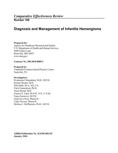 Diagnosis and Management of Infantile Hemangioma