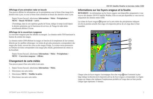 Garmin GPSMAP&reg; 521s (With Dual-frequency Transducer) - Weather et XM Satellite Radio suppl&eacute;ment