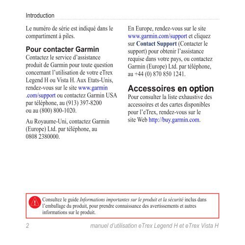 Garmin eTrex Vista&reg; H - manuel d utilisation