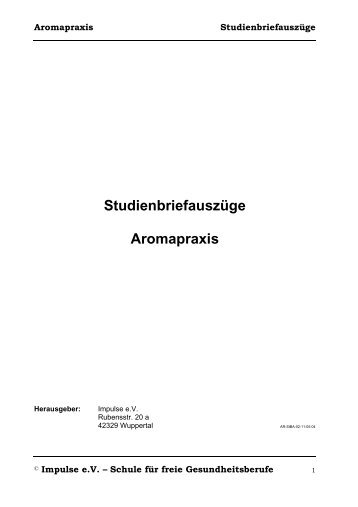 Aromapraxis Studienbriefauszüge - Nicole Dorner