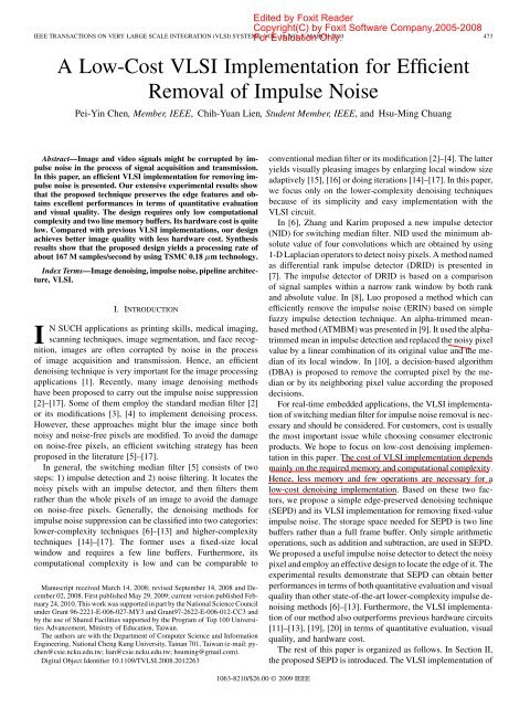 A Low-Cost VLSI Implementation for Efficient Removal of Impulse ...