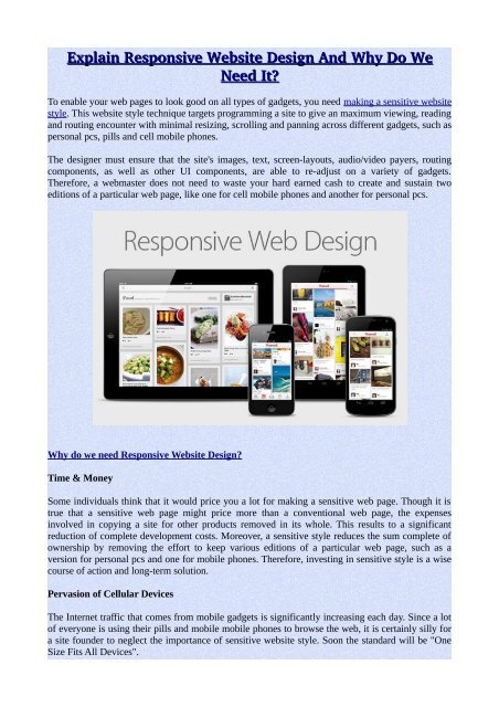 Explain Responsive Website Design And Why Do We Need It?
