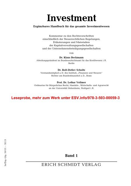 Elser in: Beckmann/Scholtz/Vollmer, Investment-Handbuch, Die Investitionsgesellschaften, Leseprobe