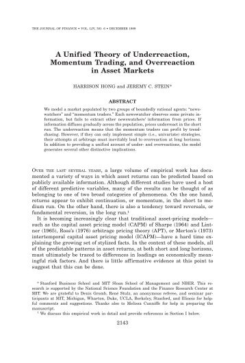 A Unified Theory of Underreaction, Momentum Trading, and ...