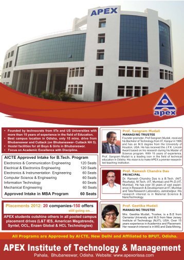 Pahala, Bhubaneswar, Odisha. Website - APEX Institute of ...