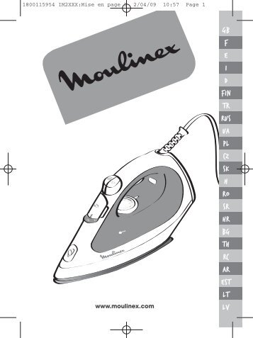 Moulinex PRINCIPIO - IM2041E0 - Modes d'emploi PRINCIPIO Moulinex