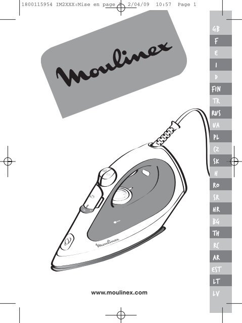 Moulinex PRINCIPIO - IM2041E0 - Modes d'emploi PRINCIPIO Moulinex