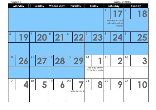 Taoist calendar for