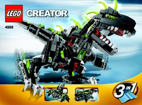 Lego Monster Dino - 4958 (2007) - Fast flyers BUILD. INSTR. 3006, 4958 1/3