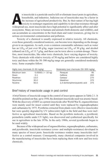 Research Methods in Toxicology and Insecticide Resistance ...