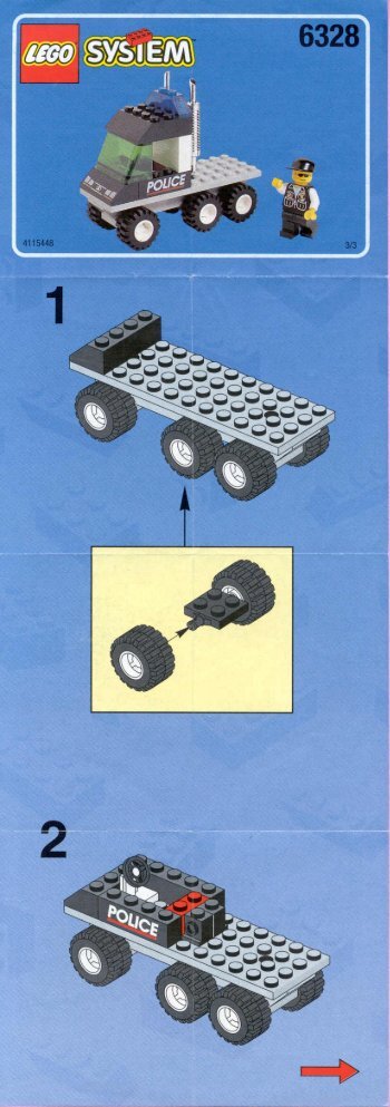 Lego Police Helitran - 6328 (1998) - Police Boat BUILD.INS.6328 FORE-CARR.3/3