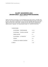 GLUNT-AKADEMIN (GA) INVENTARIE- OCH ARKIVFÖRTECKNING