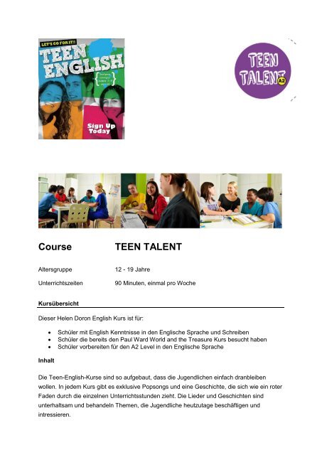 Kursbeschreibung Teen Talent (A2)