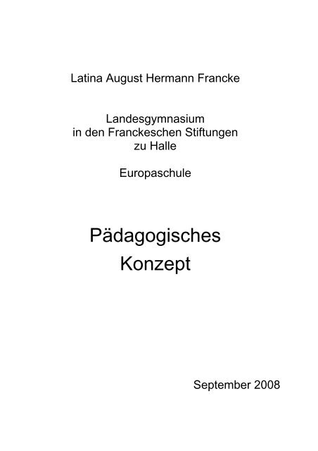 Pädagogisches Konzept - Latina August Hermann Francke