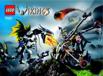 Lego Viking Double Catapult vs. the Armored O - 7021 (2006) - Viking Warrior challenges the Fenris Wol BI  7021 NA