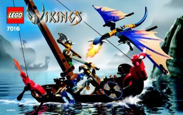 Lego Viking Boat against the Wyvern Dragon - 7016 (2005) - Viking Warrior challenges the Fenris Wol BI  7016 NA