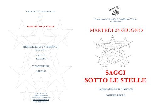 SAGGI SOTTO LE STELLE - Conservatorio Steffani