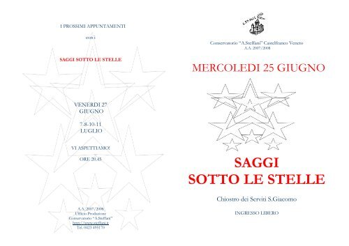 SAGGI SOTTO LE STELLE - Conservatorio Steffani