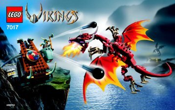 Lego Viking Catapult versus the Nidhogg Drago - 7017 (2005) - Viking Warrior challenges the Fenris Wol BI, 7017 IN