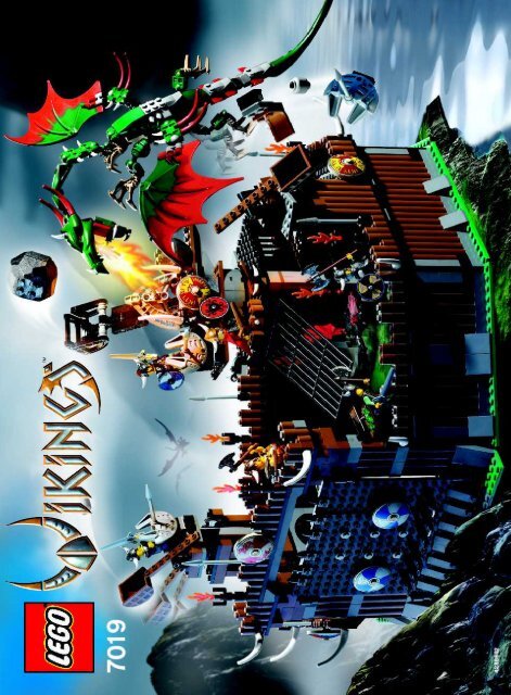 Lego Viking Fortress against the Fafnir Drago - 7019 (2005) - Viking Warrior challenges the Fenris Wol BI  7019 NA