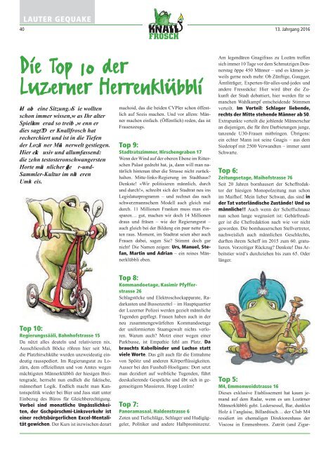 Knallfrosch 2016 - Das KNALLharte Maennermagazin