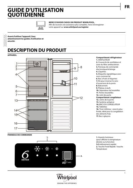 Whirlpool R&amp;eacute;frig&amp;eacute;rateur combin&amp;eacute; BLFV 8121  OX - Guide d'utilisation quotidienne - Fran&amp;ccedil;ais