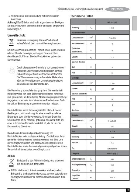 BlackandDecker Multitool- Mfl143 - Type H1 - Instruction Manual (Europ&eacute;en)