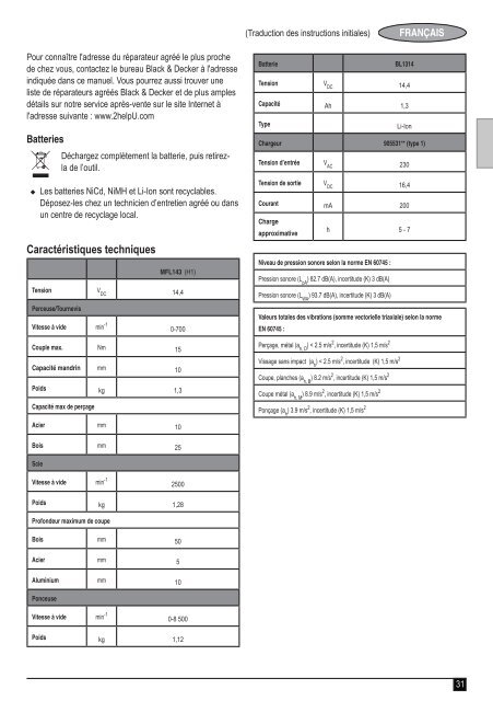 BlackandDecker Multitool- Mfl143 - Type H1 - Instruction Manual (Europ&eacute;en)