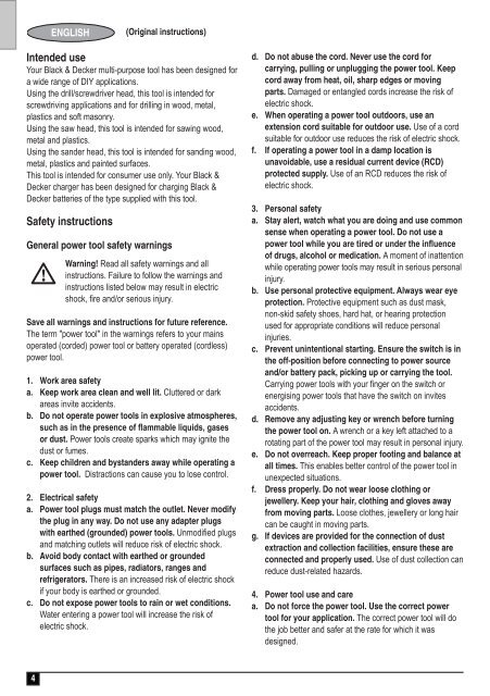 BlackandDecker Multitool- Mfl143 - Type H1 - Instruction Manual (Europ&eacute;en)