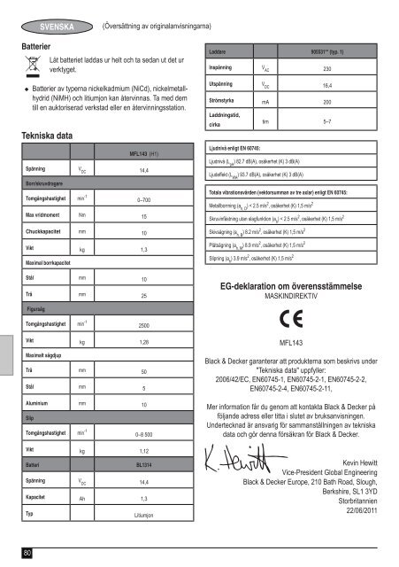 BlackandDecker Multitool- Mfl143 - Type H1 - Instruction Manual (Europ&eacute;en)