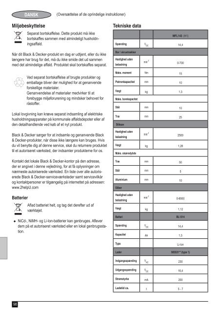 BlackandDecker Multitool- Mfl143 - Type H1 - Instruction Manual (Europ&eacute;en)